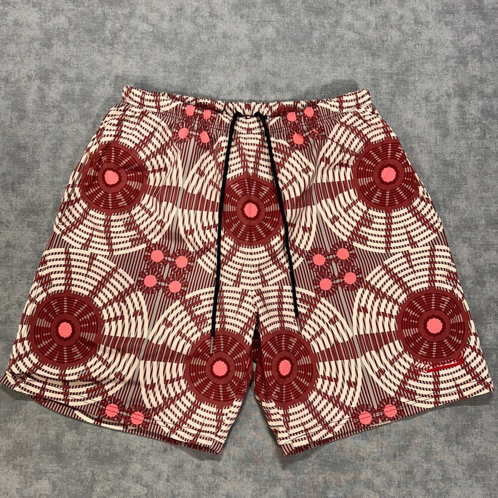 Riveriswild Plain Sight Patterned Shorts Lined Burgundy Cream Geometric Mens M